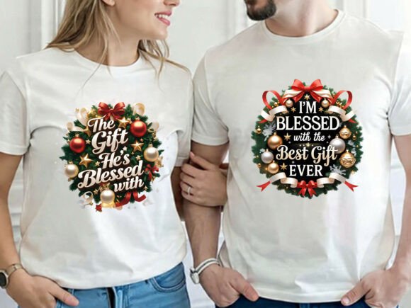 Blessed Gift Couple Quote Christmas Png Illustrations
