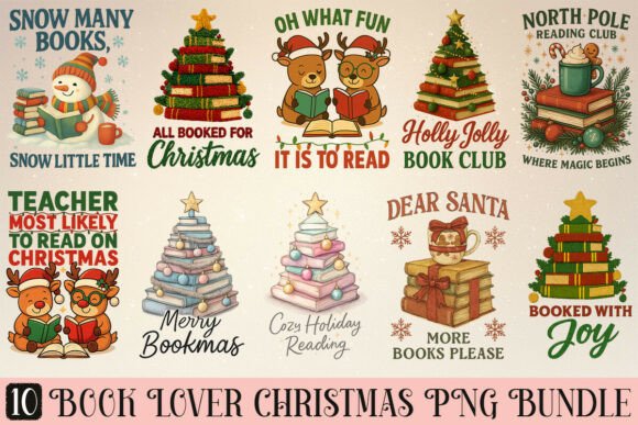 Book Lover Christmas PNG Bundle: A Seller’s Review for Illustrations