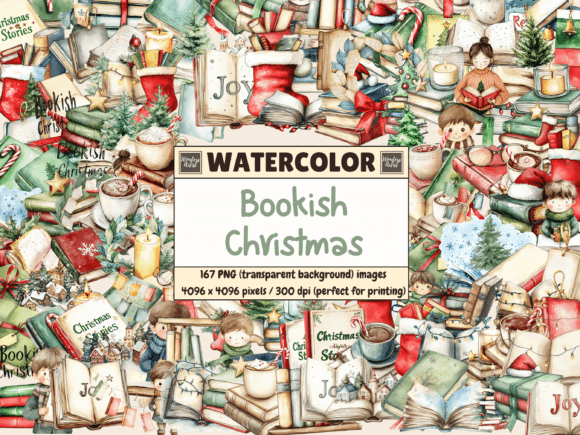 Bookish Christmas Watercolor Clipart: A Crafter’s Review