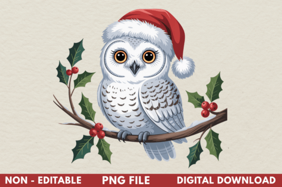 Christmas Beautiful Flower Owl Clipart for Illustrations