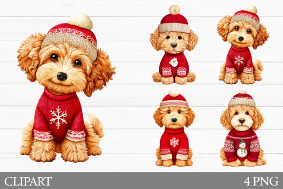 Christmas Dog Clipart: Illustrations for Editorial Design