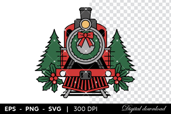Christmas Train with Wreath and Holiday Illustrations Review