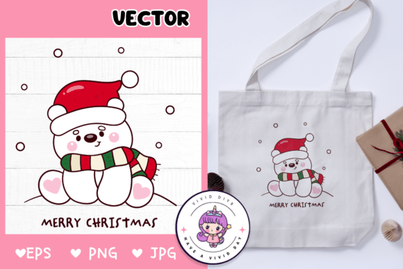Cute Polar Bear Christmas Clipart Kawaii Illustrations Review