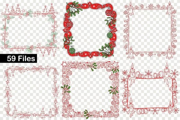 Doodle Christmas Frame PNG Bundle