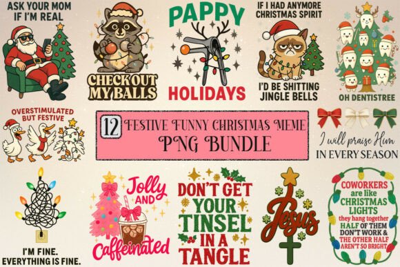 Festive Funny Christmas Meme Bundle: A Designer’s Review for Commercial Illustrations