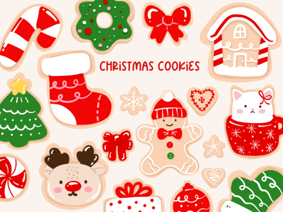 Gingerbread Christmas Cookies Clipart for Seasonal Illustrations
