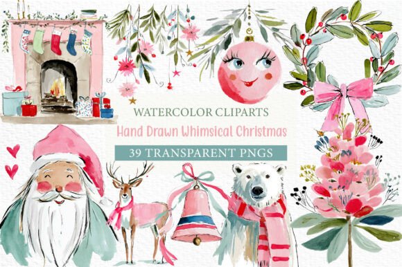 Hand Drawn Whimsical Christmas Clipart for Modern Branding