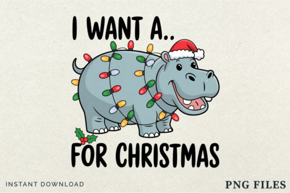I Want a Hippopotamus for Christmas Png, Illustrations