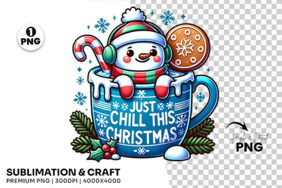 Just Chill Christmas Snowman PNG Design in Illustrations