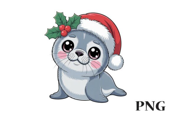 Kawaii Christmas Seal Clipart PNG: A Designer’s Take on Seasonal Illustrations