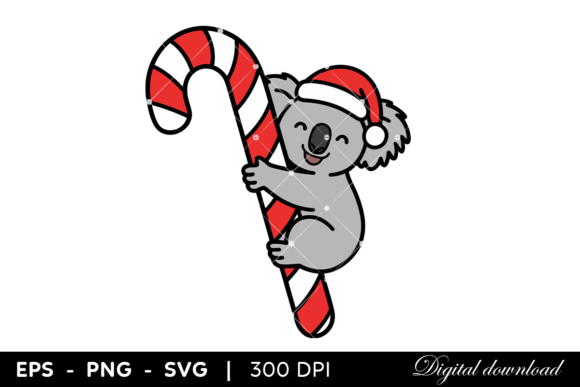 Koala Hugging Candy Cane Christmas Illustrations Review