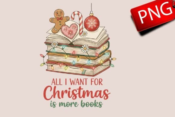 Retro Christmas Books PNG Illustrations Review