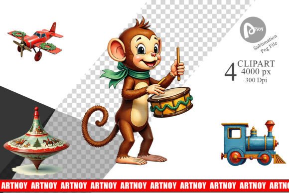 Retro Christmas Toy Clipart Illustrations Review