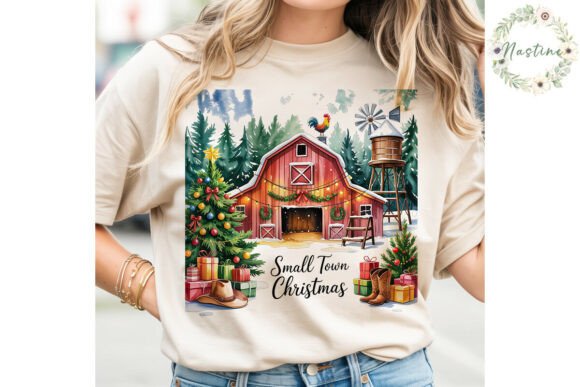 Small Town Christmas Barn PNG Clipart Review for Illustrations