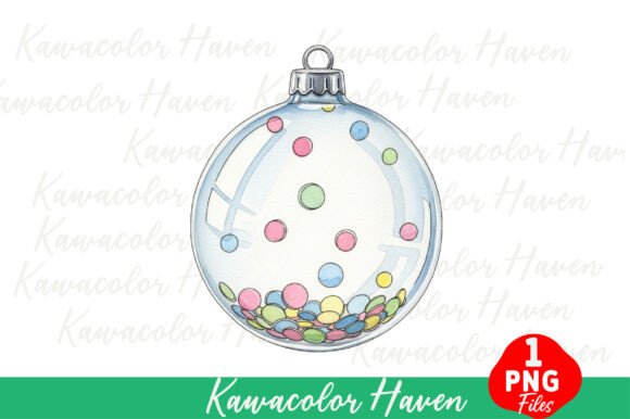 Watercolor Christmas Ornament with Confe Illustrations